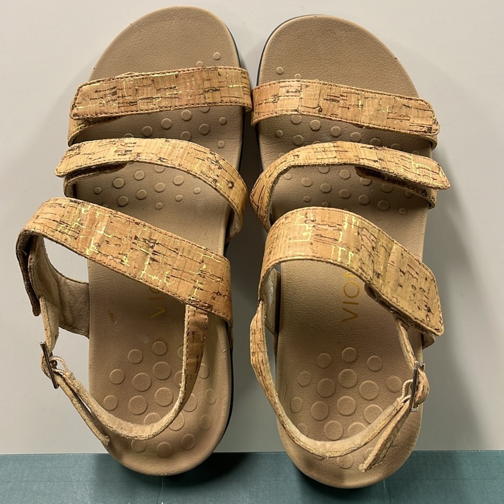 VIONIC Teagan Beach Summer "Cork" Hook/Loop 2 Strap Buckle Slingback Sandal SZ 7 - Picture 11 of 13